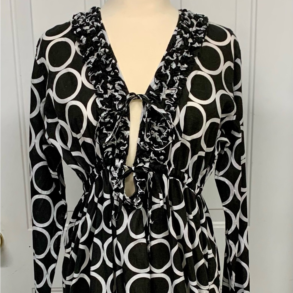 NWT Mud Pie bathing suit cover, resort loungewear, black with white circles